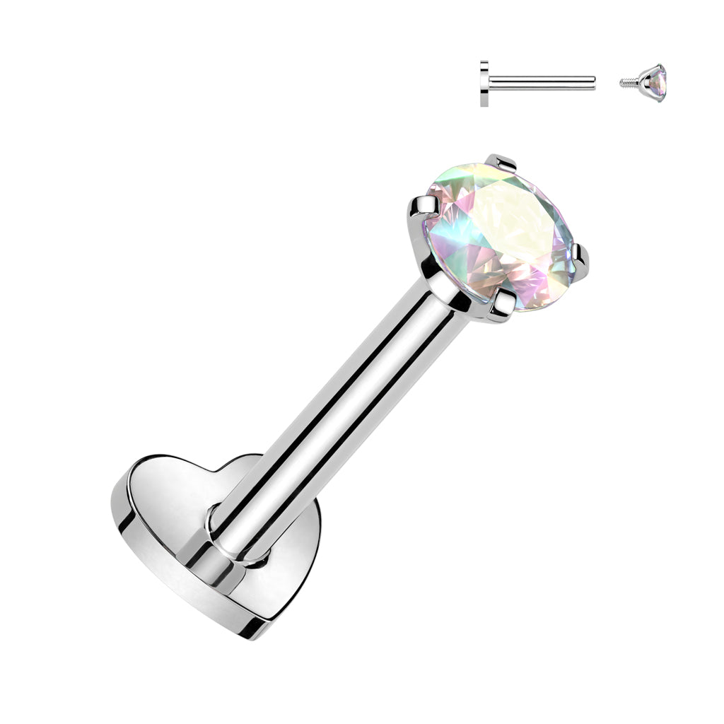 Implant Grade Titanium Internally Threaded Heart Base Labret With Prong